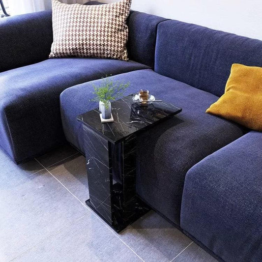 שולחן צד לספה או מיטה דגם פולו - שחור שיש - home-store.co.il