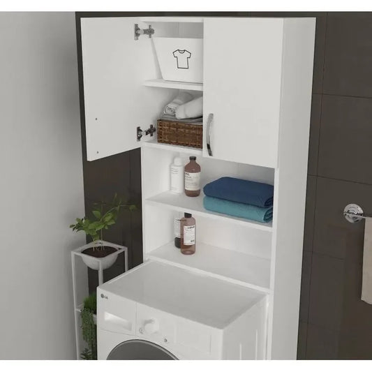 ארון שירות עם מדפים למכונת כביסה או מייבש דגם באנוס - לבן - home-store.co.il