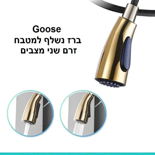 GOOSE – ברז נשלף למטבח עם שני מצבי זרם, מים חמים וקרים - home-store.co.il