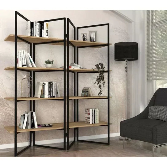 ספרייה מעוצבת משולבת מתכת דגם אסטריד פרמיום - home-store.co.il