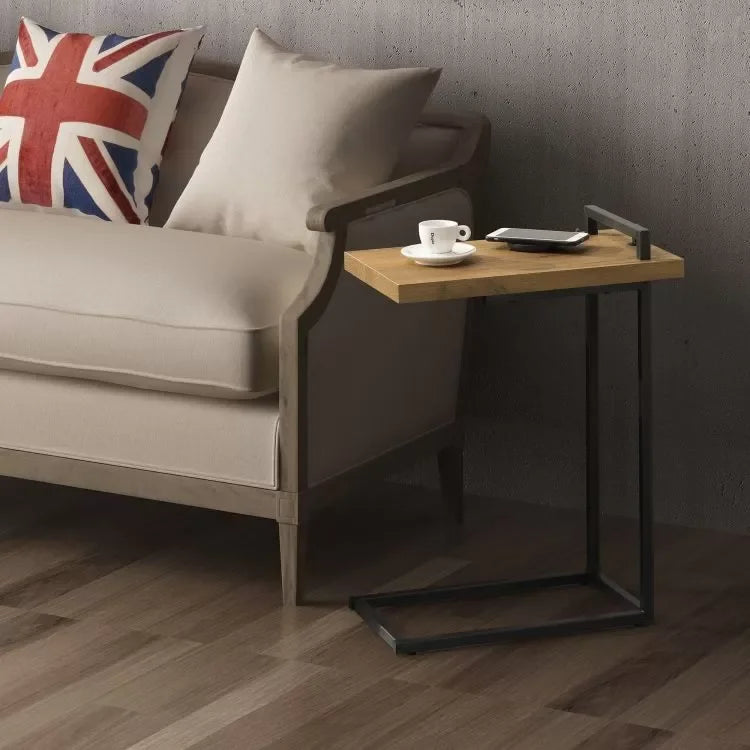 שולחן צד עם שקע USB דגם איירון - home-store.co.il