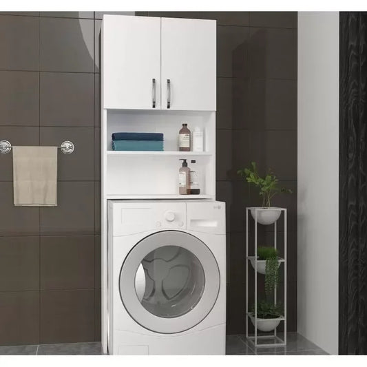ארון שירות עם מדפים למכונת כביסה או מייבש דגם באנוס - לבן - home-store.co.il