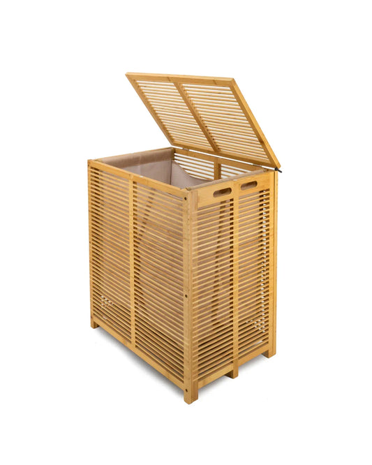 סל כביסה במבוק בצבע חום, כולל בטנה - home-store.co.il