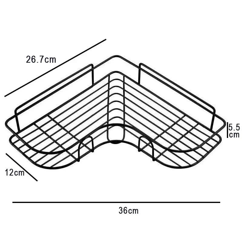 מדף רשת אחסון פינתי למקלחת ללא קידוח 1+1 - home-store.co.il