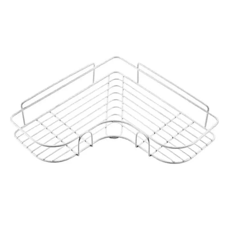 מדף רשת אחסון פינתי למקלחת ללא קידוח 1+1 - home-store.co.il