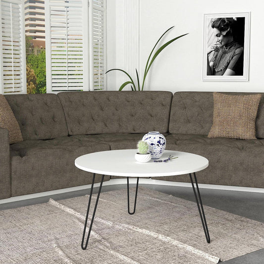 שולחן סלון לבן עם רגלי סיכה 80 סמ דגם אנה - home-store.co.il