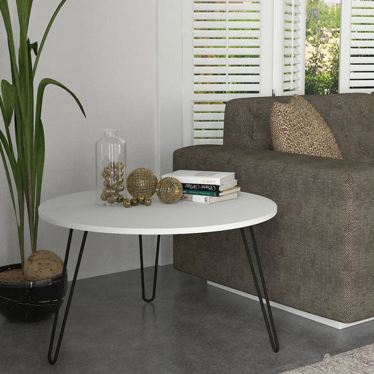 שולחן סלון לבן עם רגלי סיכה 80 סמ דגם אנה - home-store.co.il