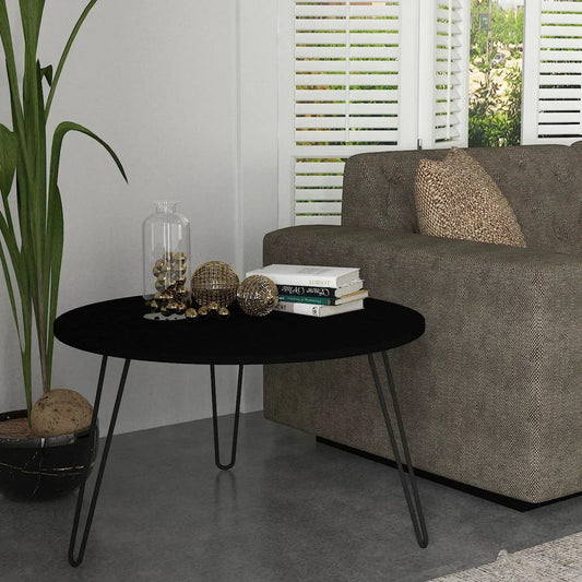 שולחן סלון שחור עם רגלי סיכה 80 סמ דגם רועי - home-store.co.il