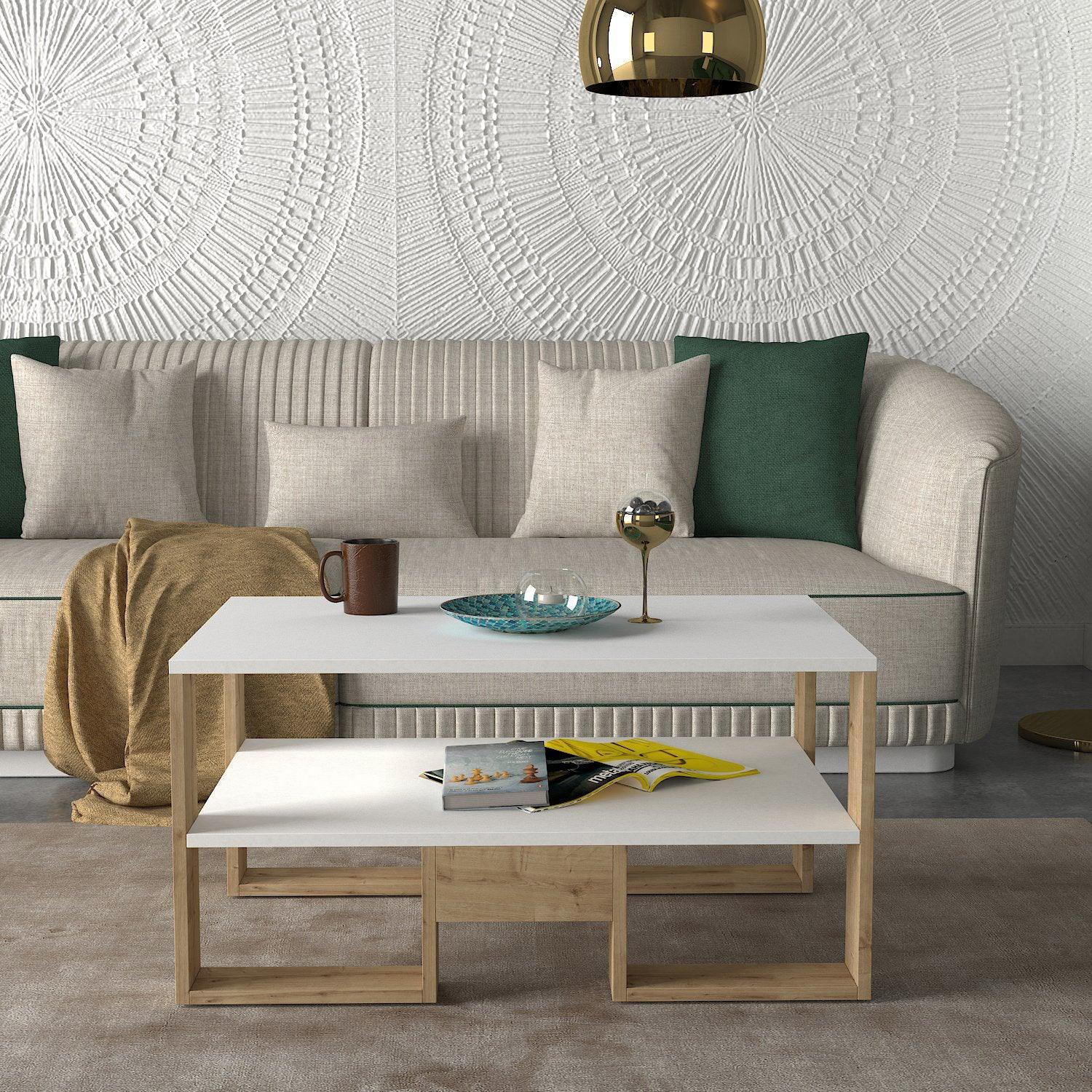 שולחן קפה עם מדף דגם מיכל - home-store.co.il
