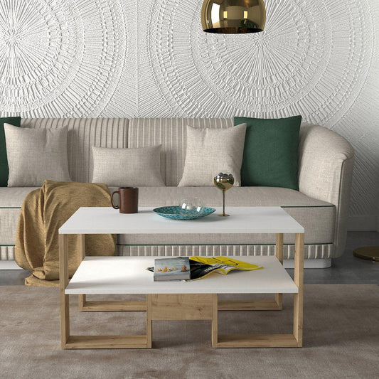 שולחן קפה עם מדף דגם מיכל - home-store.co.il