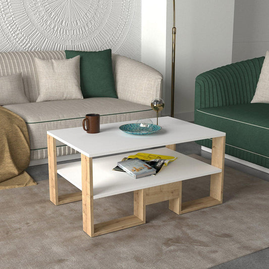 שולחן קפה עם מדף דגם מיכל - home-store.co.il