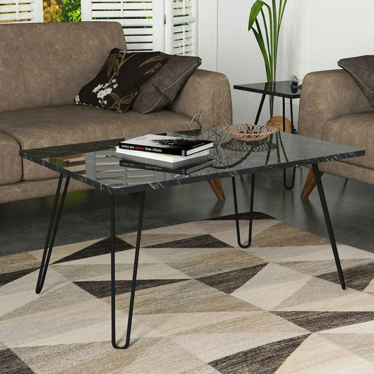 שולחן קפה דמוי שיש עם רגלי סיכה - home-store.co.il