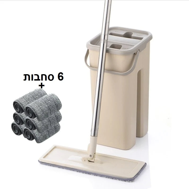 דלי הפלא עם מגב שטוח וסחיטה חכמה