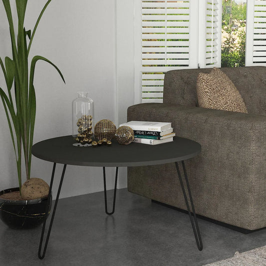 שולחן סלון אפור עם רגלי סיכה 80 סמ דגם רון - home-store.co.il