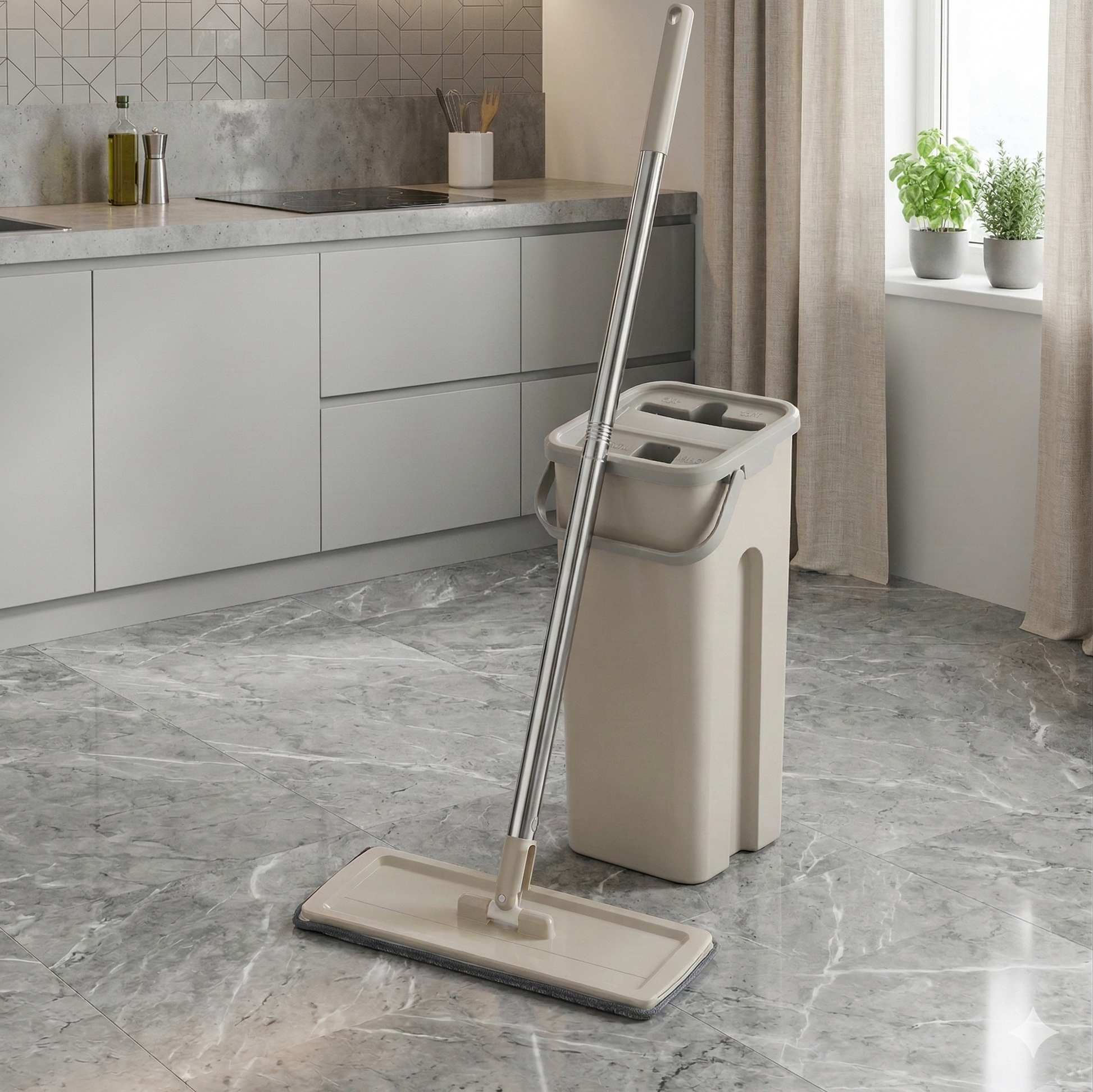 דלי הפלא עם מגב שטוח – סחיטה חכמה ללא הרטבת הידיים - home-store.co.il