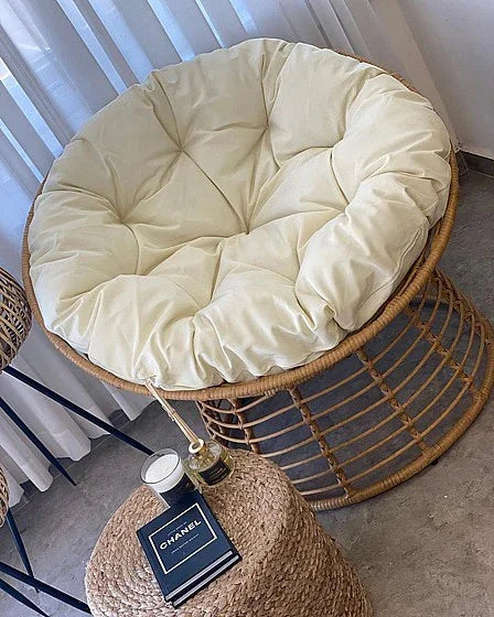 כורסת רביצה ראטן סינטטי בצבע טבעי דגם מיקונוס - home-store.co.il